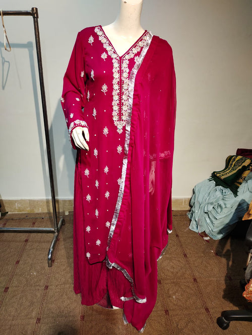 D-1078 | Regal Shocking Pink Handwork Ensemble