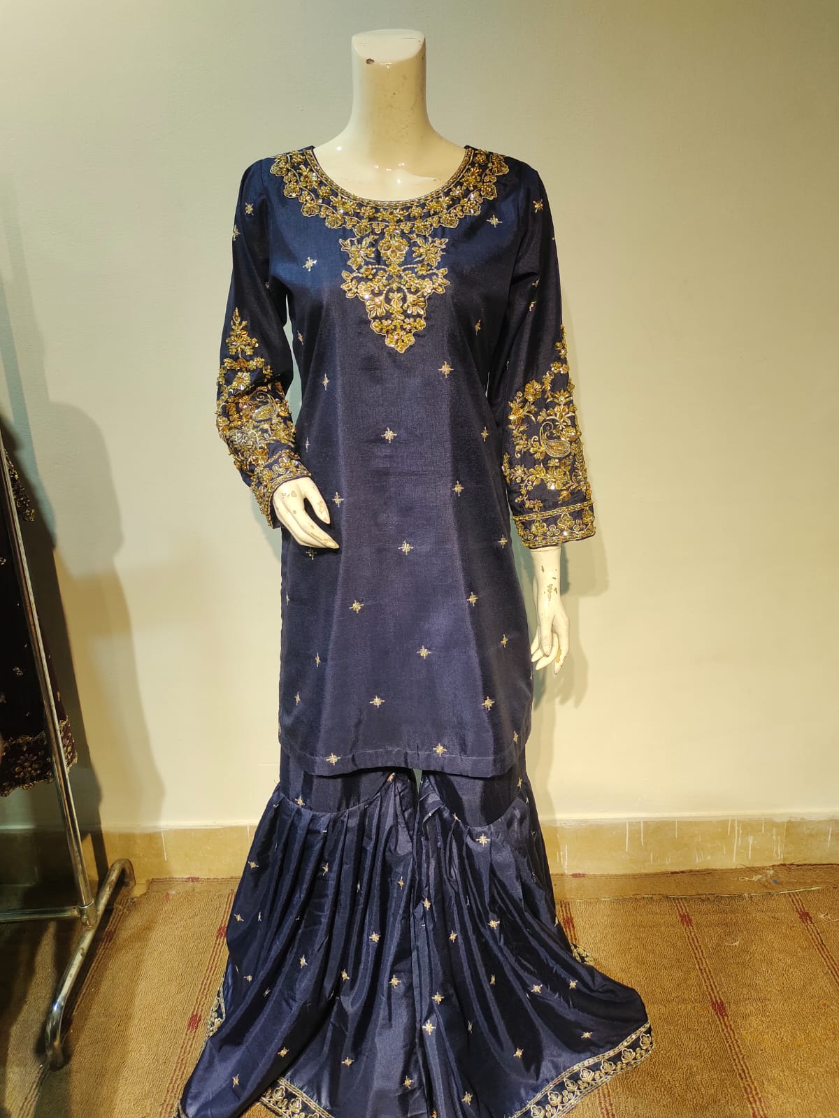 D-2002 | Navy Blue Royal Handwork Gharara Suit