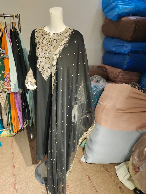 D-1077 | Black Embroidered Chiffon Ensemble