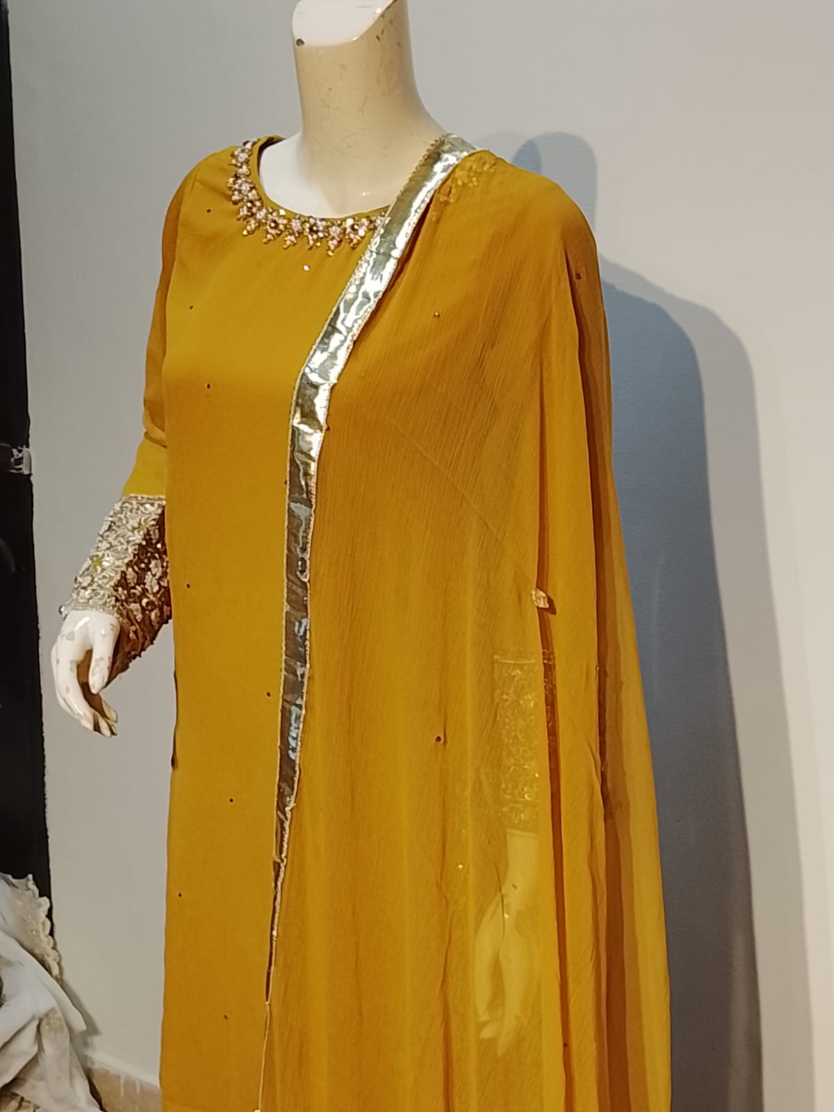 Z-12 | Mustard Luxe Handwork Chiffon Suit