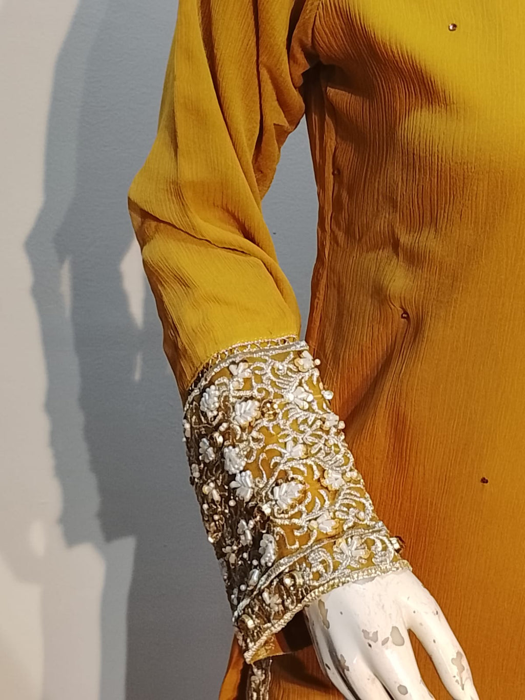 Z-12 | Mustard Luxe Handwork Chiffon Suit